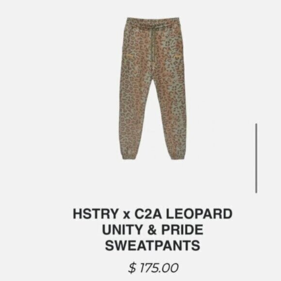HSTRY x C2A Leopard Unity & Pride Sweatpants Mens Size Medium Joggers Athleisure - Picture 1 of 15